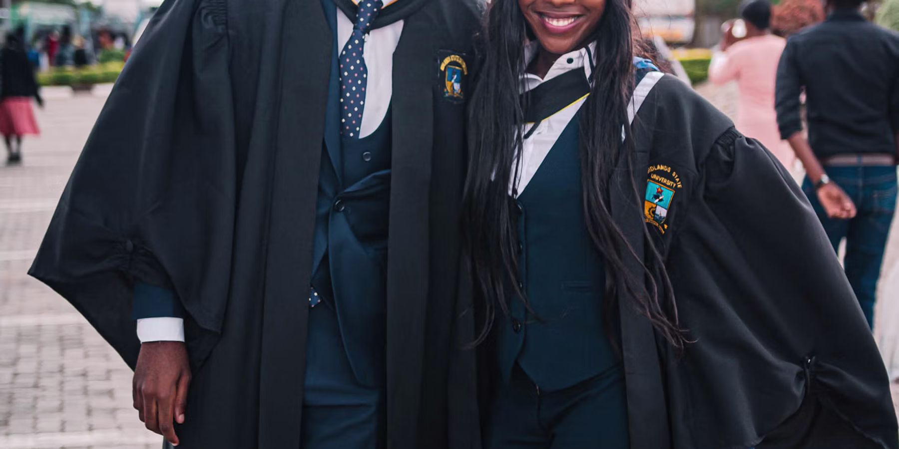 Two Ghanaian graduates in their gowns